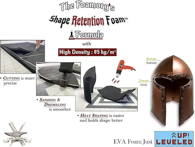 EVA Foam Cosplay - 8mm (1mm to 10mm) - Black or White - 14" x 39" Sheet - Ultra High Density Craft Foam 85 kg/m3 - by The Foamory - Geek House Creations