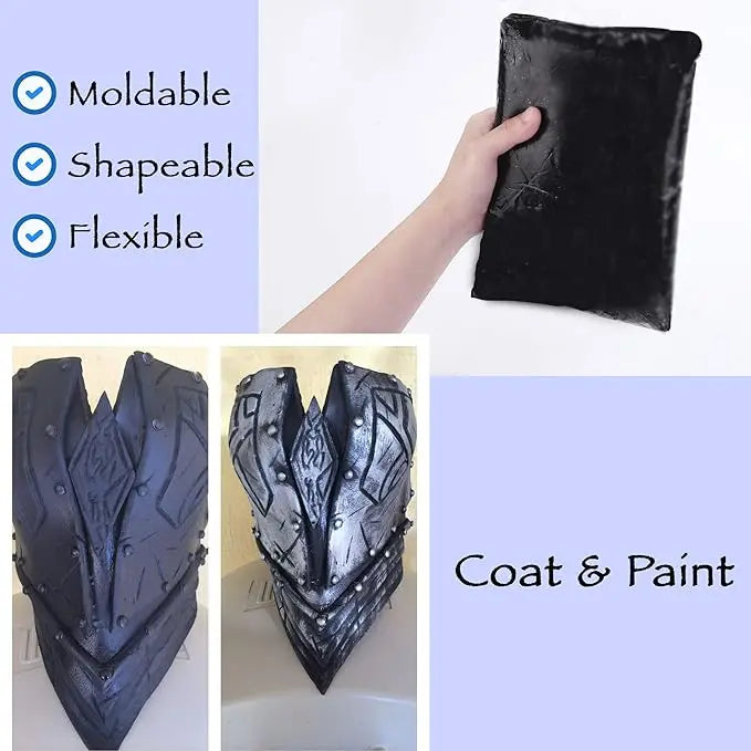 Moldable Cosplay Foam Clay (Black) – High Density and Hiqh Quality for Intricate Designs | Air Dries to Perfection for Cutting with a Knife or Rotary Tool, Sanding or Shaping - Geek House Creations
