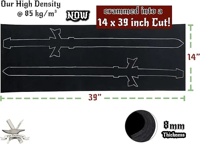 EVA Foam Cosplay - 8mm (1mm to 10mm) - Black or White - 14" x 39" Sheet - Ultra High Density Craft Foam 85 kg/m3 - by The Foamory - Geek House Creations