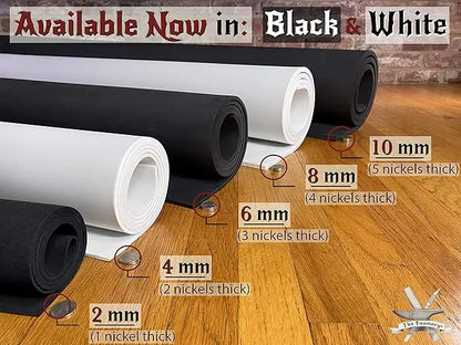 EVA Foam Cosplay - 8mm (1mm to 10mm) - Black or White - 14" x 39" Sheet - Ultra High Density Craft Foam 85 kg/m3 - by The Foamory - Geek House Creations