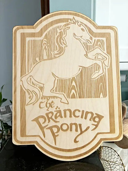 Prancing Pony Sign LOTR Wall Art, woodwork pyrography - Geek House Creations