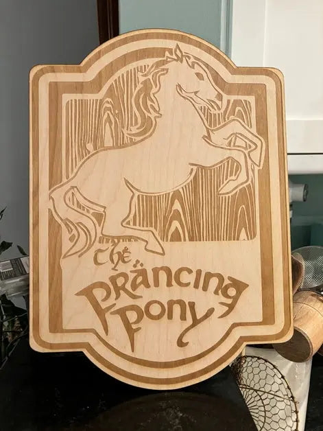 Prancing Pony Sign LOTR Wall Art, woodwork pyrography - Geek House Creations