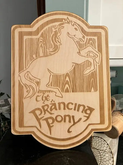 Prancing Pony Sign LOTR Wall Art, woodwork pyrography - Geek House Creations