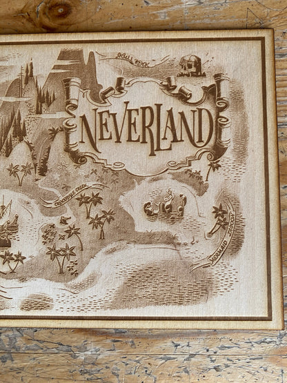 Neverland Peter Pan Inspired Map Wall Art, woodwork - Geek House Creations