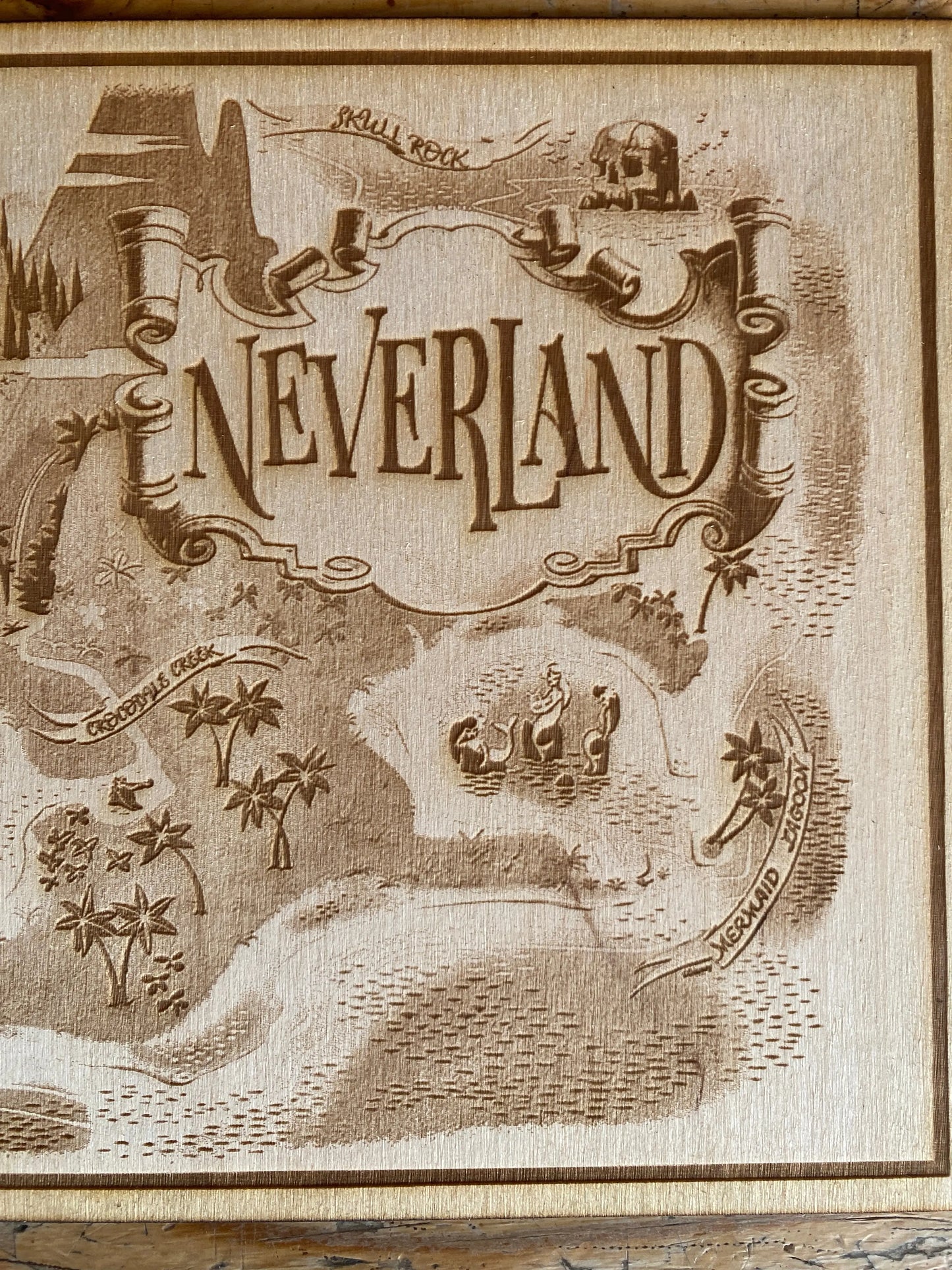 Neverland Peter Pan Inspired Map Wall Art, woodwork - Geek House Creations