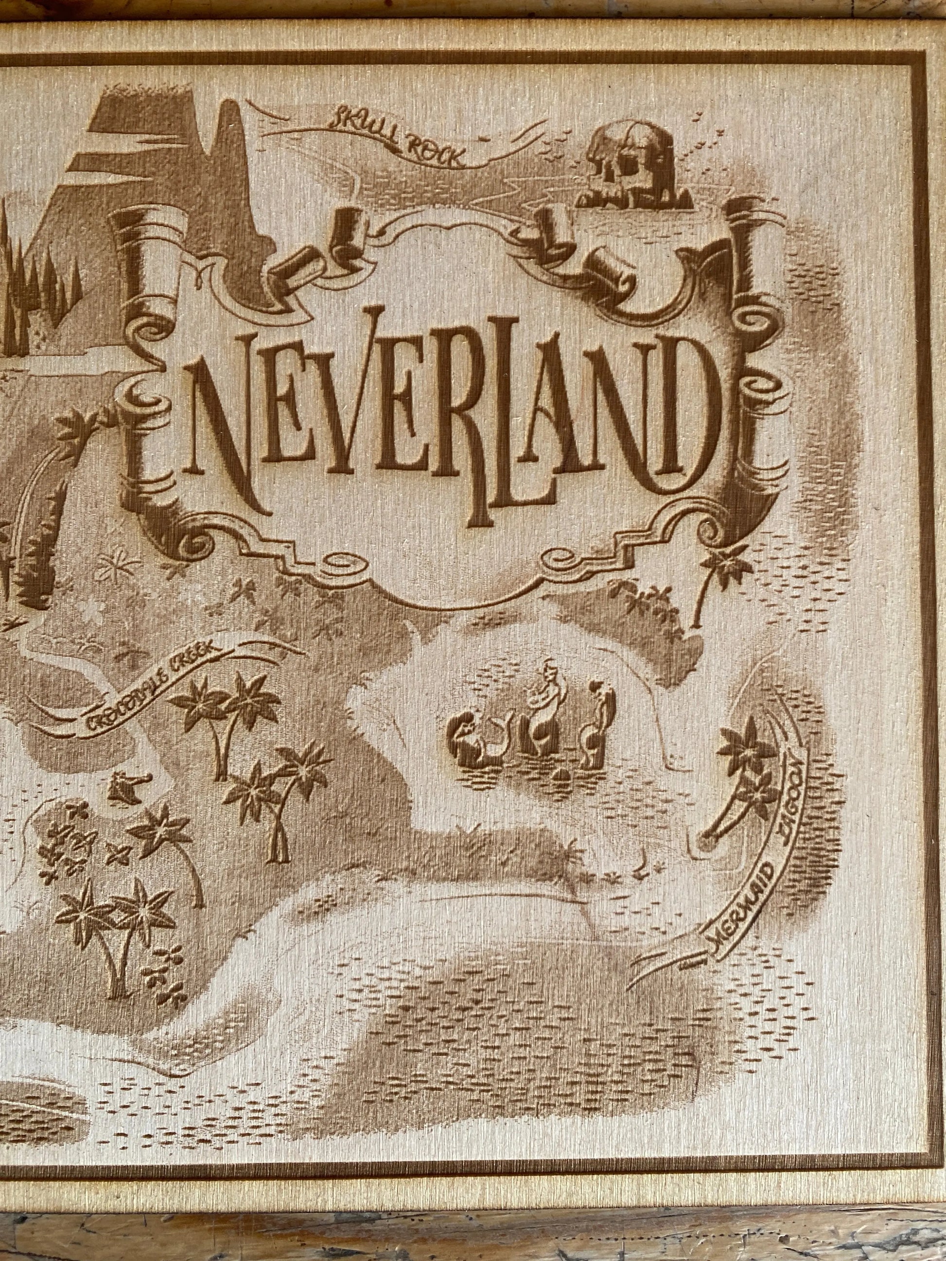 Neverland Peter Pan Inspired Map Wall Art, woodwork - Geek House Creations