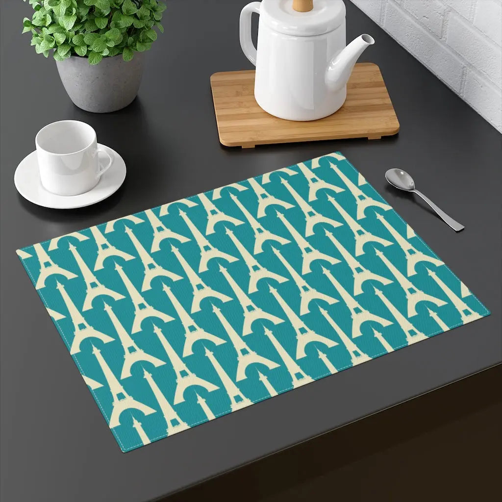 Eiffel Tower Paris Inspired Placemat, Turquoise - Geek House Creations