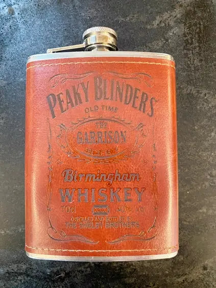 Peaky Blinders Leather covered Flask, 8 oz. - Geek House Creations