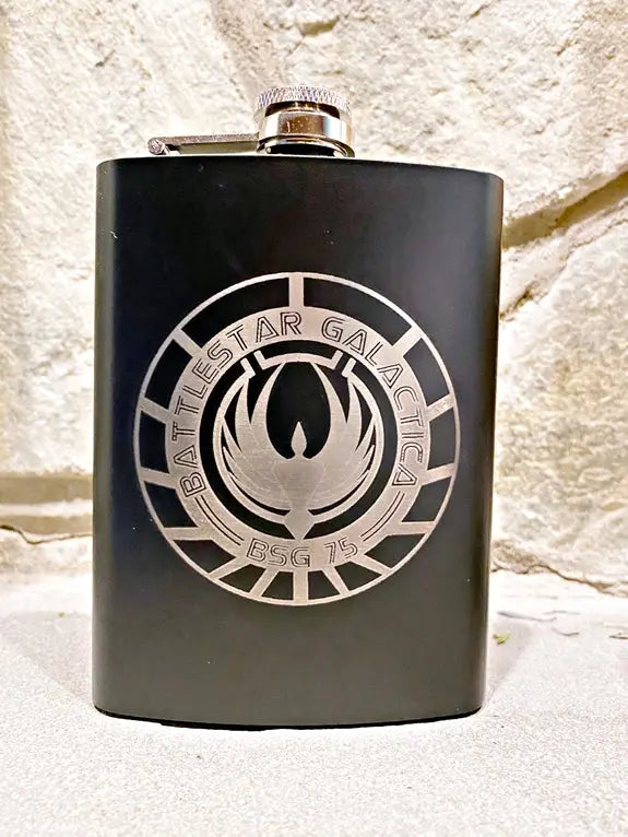 Battle Star Galactica Stainless BSG 75 Steel hip flask - Geek House Creations