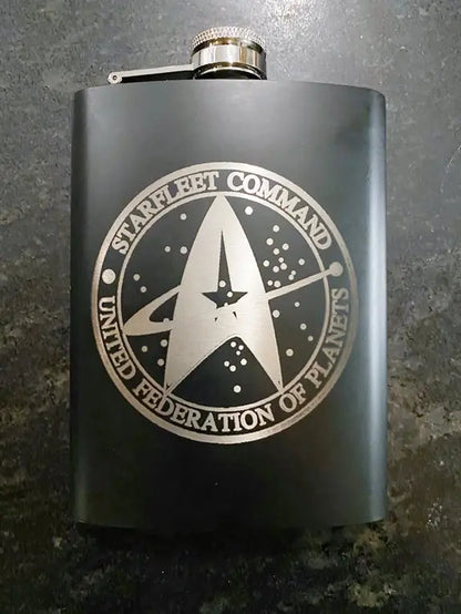 Starfleet Command Federation of Planets Stainless Steel hip flask - Geek House Creations