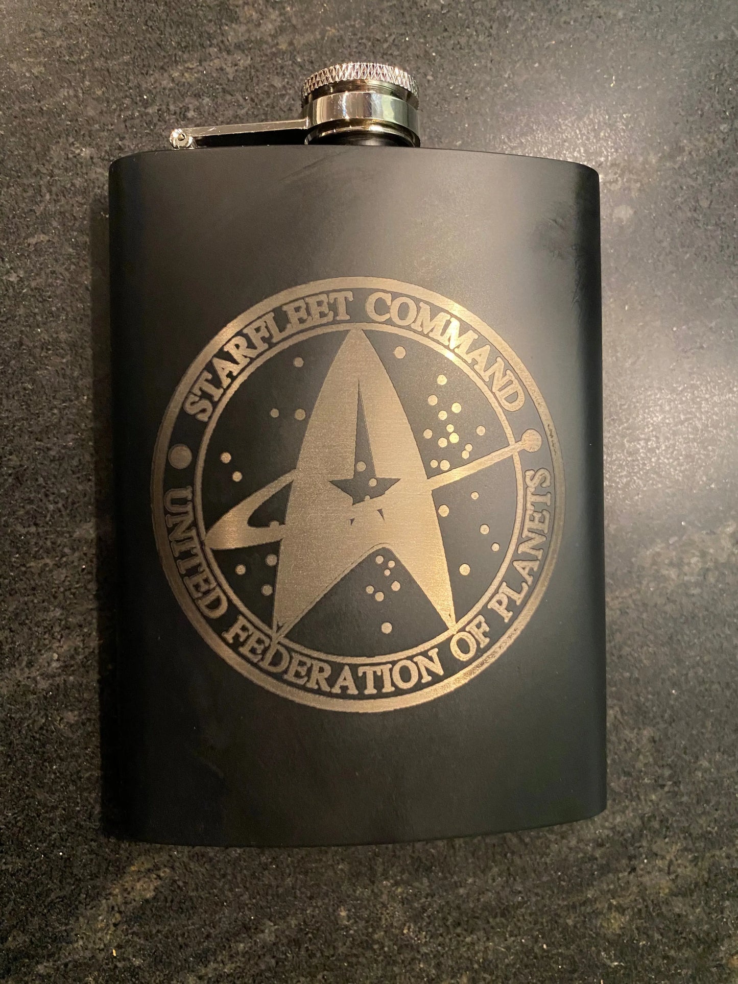 Starfleet Command Federation of Planets Stainless Steel hip flask - Geek House Creations