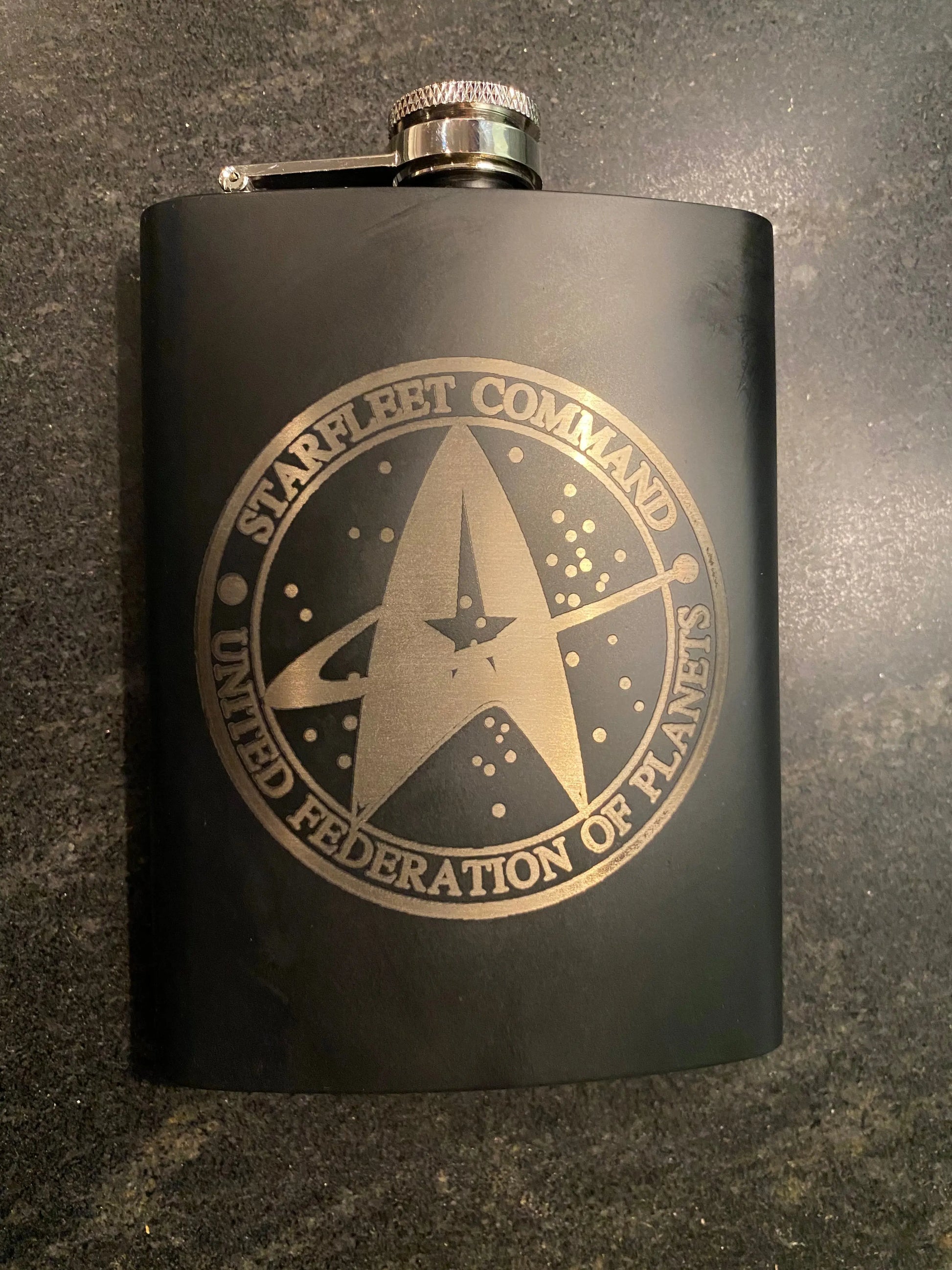 Starfleet Command Federation of Planets Stainless Steel hip flask - Geek House Creations