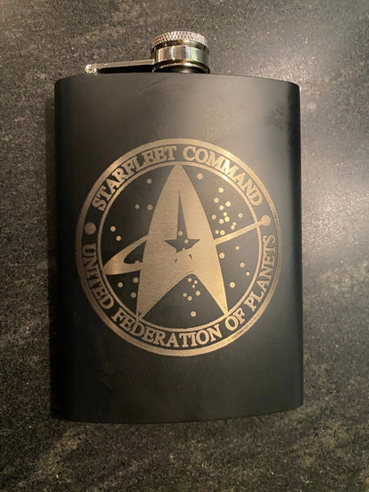 Starfleet Command Federation of Planets Stainless Steel hip flask - Geek House Creations