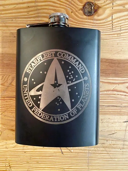 Starfleet Command Federation of Planets Stainless Steel hip flask - Geek House Creations
