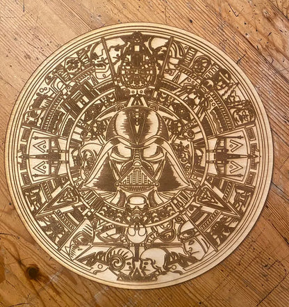 Darth Vader Aztec Calendar Mandela Wall Art, woodwork - Geek House Creations