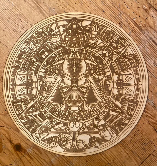 Darth Vader Aztec Calendar Mandela Wall Art, woodwork - Geek House Creations