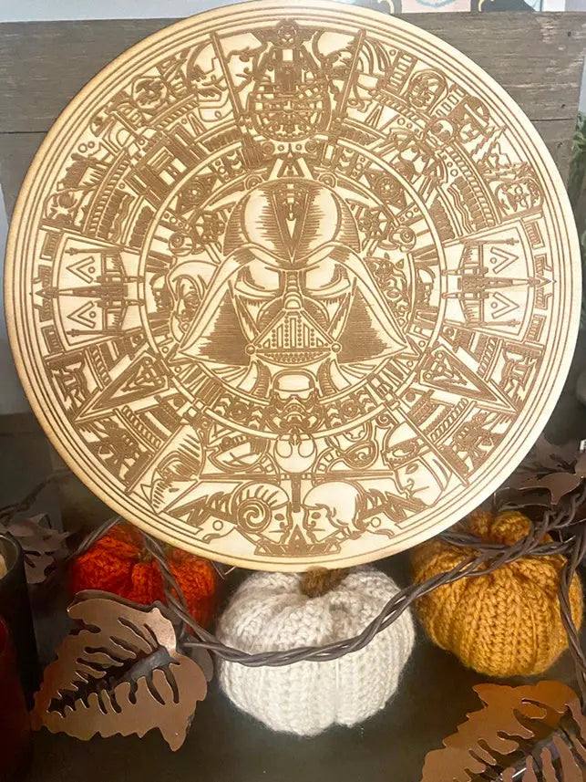Darth Vader Aztec Calendar Mandela Wall Art, woodwork - Geek House Creations