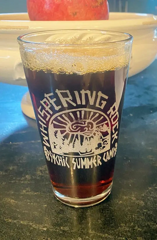 Whispering Rock Summer Camp Psychonauts Pint Glass, Geek Drinkware - Geek House Creations