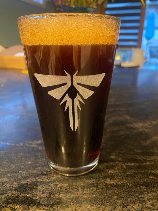 The Last of Us Fireflies Logo Beer Pub Pint Glass - Geek House Creations