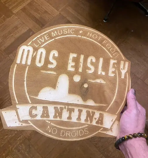 Mos Eisley Sign Star Wars, woodwork pyrography - Geek House Creations
