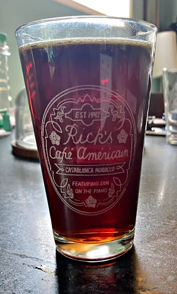 Casablanca Film Ricks Café Americain Pint Glass, Classic Movie Drinkware - Geek House Creations