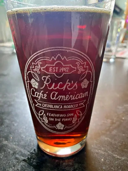 Casablanca Film Ricks Café Americain Pint Glass, Classic Movie Drinkware - Geek House Creations