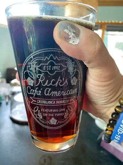 Casablanca Film Ricks Café Americain Pint Glass, Classic Movie Drinkware - Geek House Creations