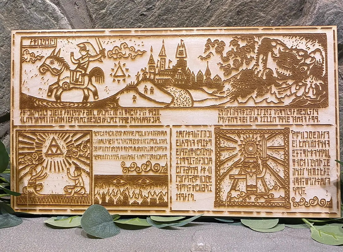 Legend of Zelda story hieroglyph Wall Art, woodwork - Geek House Creations