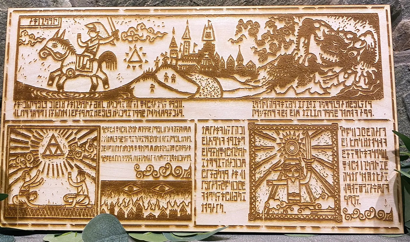 Legend of Zelda story hieroglyph Wall Art, woodwork - Geek House Creations