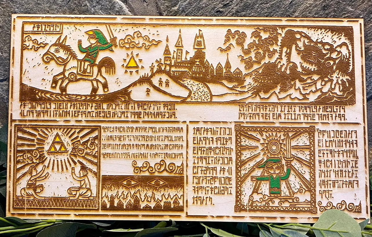 Legend of Zelda story hieroglyph Wall Art, woodwork - Geek House Creations