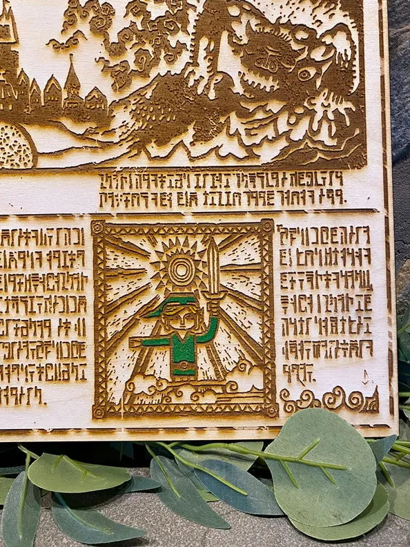 Legend of Zelda story hieroglyph Wall Art, woodwork - Geek House Creations