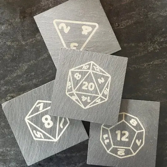 Dungeons and Dragons Dice Coasters Set of 4 - Geek House Creations