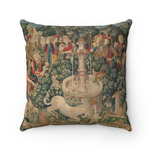 Unicorn Tapestry Square Pillow, Medieval Art - Geek House Creations
