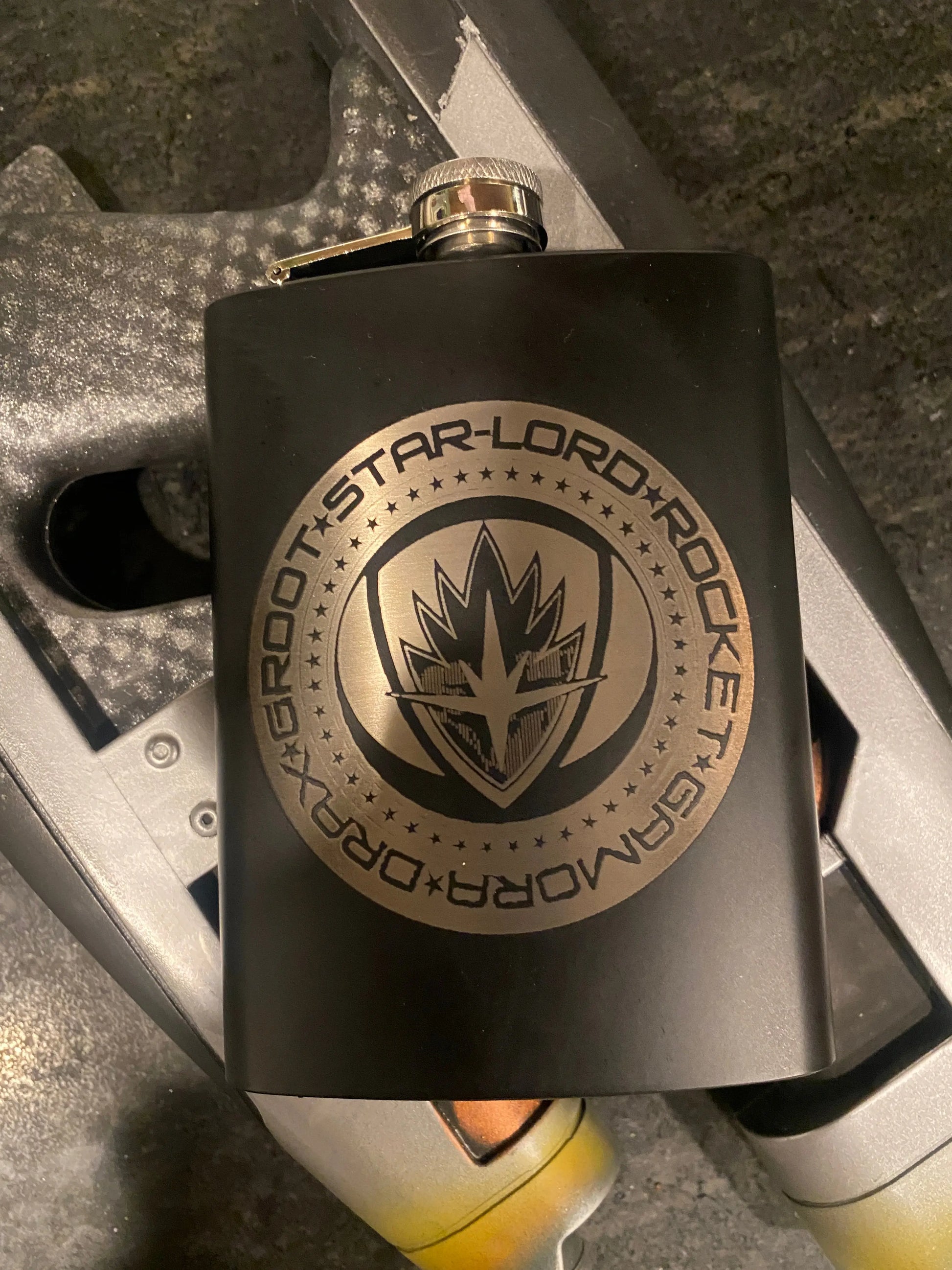 Guardians of the Galaxy Black Stainless Steel hip flask - Geek House Creations
