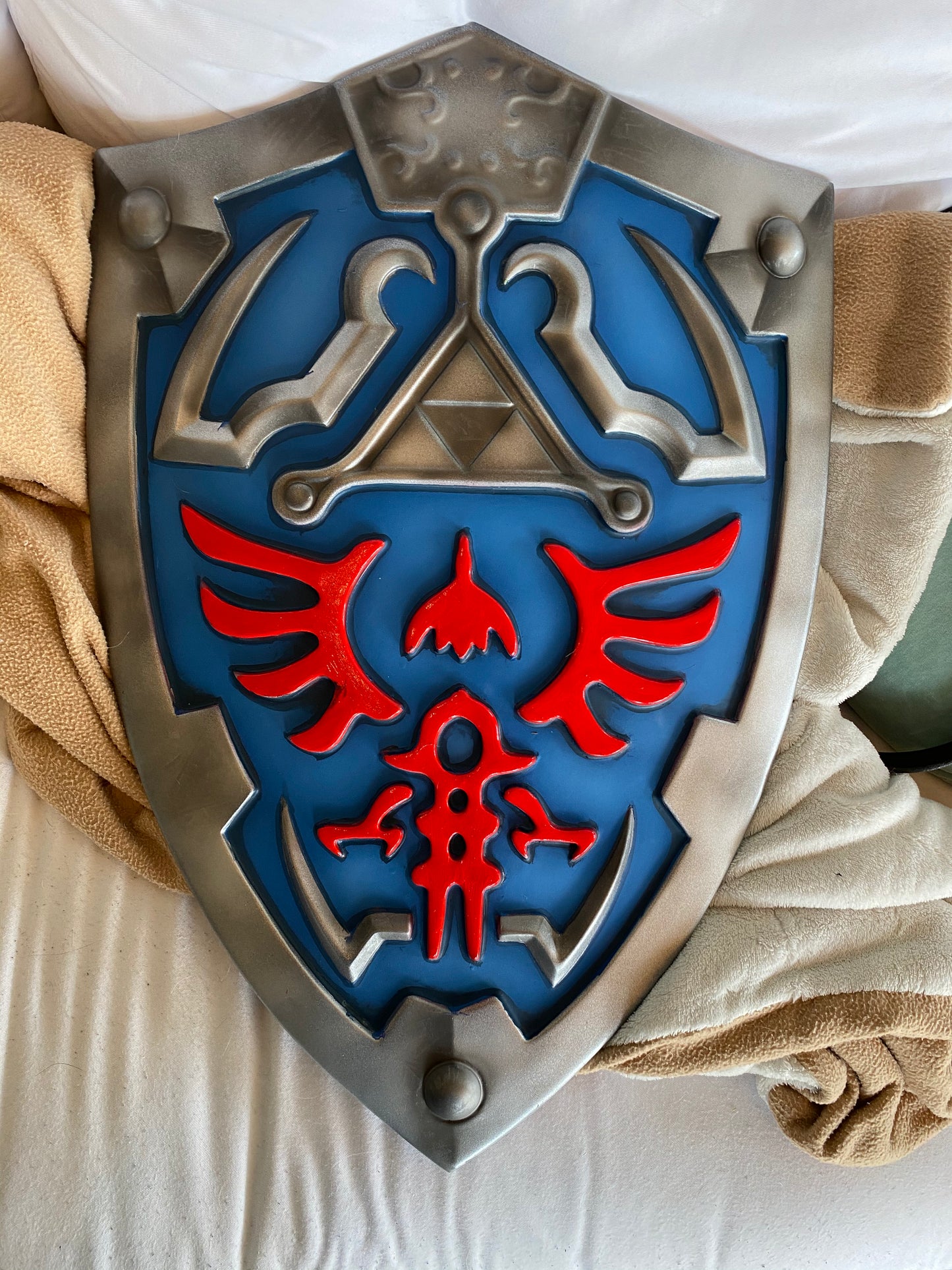 Hylian Shield Legend of Zelda display and cosplay - Geek House Creations