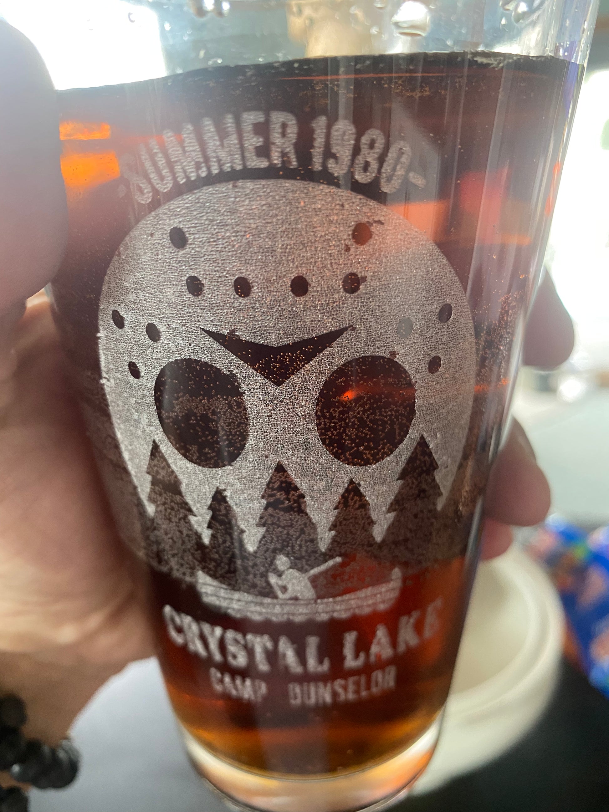 Friday the 13th Camp Crystal Lake Pint Glass, Classic Movie Drinkware - Geek House Creations