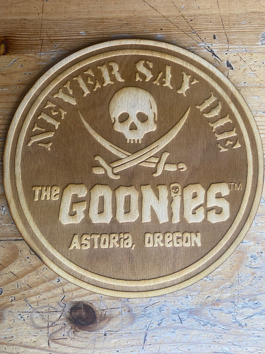 Goonies Never Say Die Wall Art, woodwork - Geek House Creations