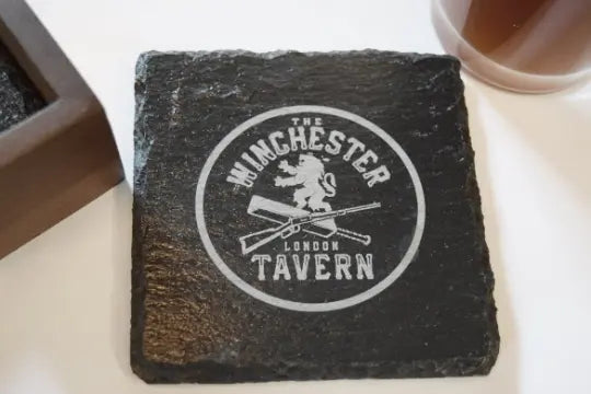 Slaughtered Lamb, Prancing Pony, Winchester Pub, and Green Dragon Inn Slate Coasters Set of 4 - Geek House Creations