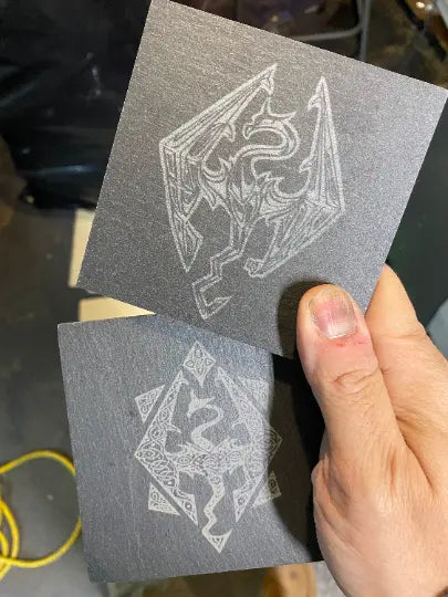 Skyrim Dragon Slate Coasters, set of 4 - Geek House Creations